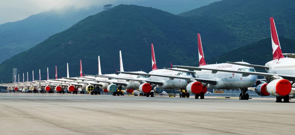 Aircrafts parked on the ground