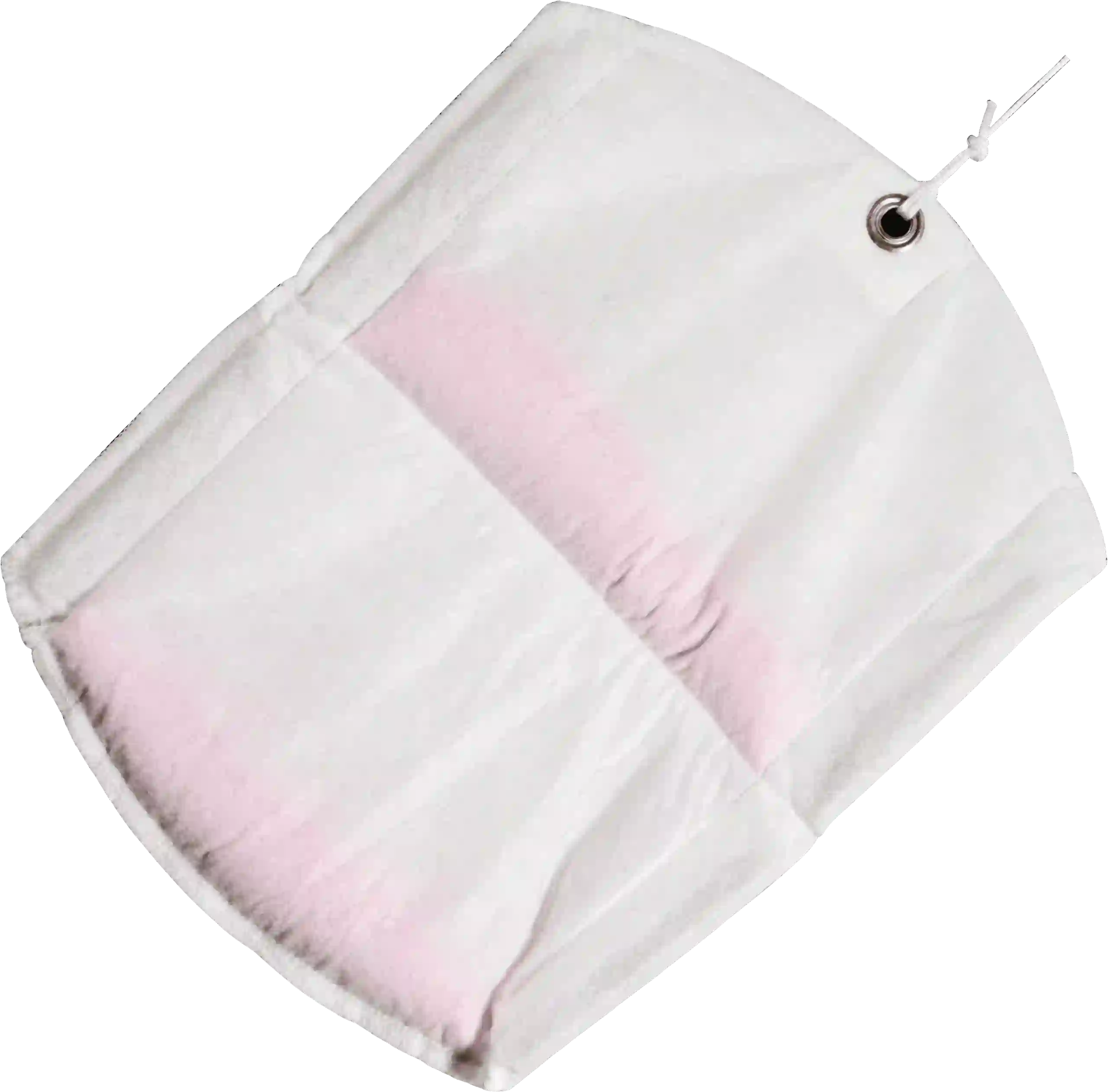 White canvas bag used for liquid absorption or filtration.